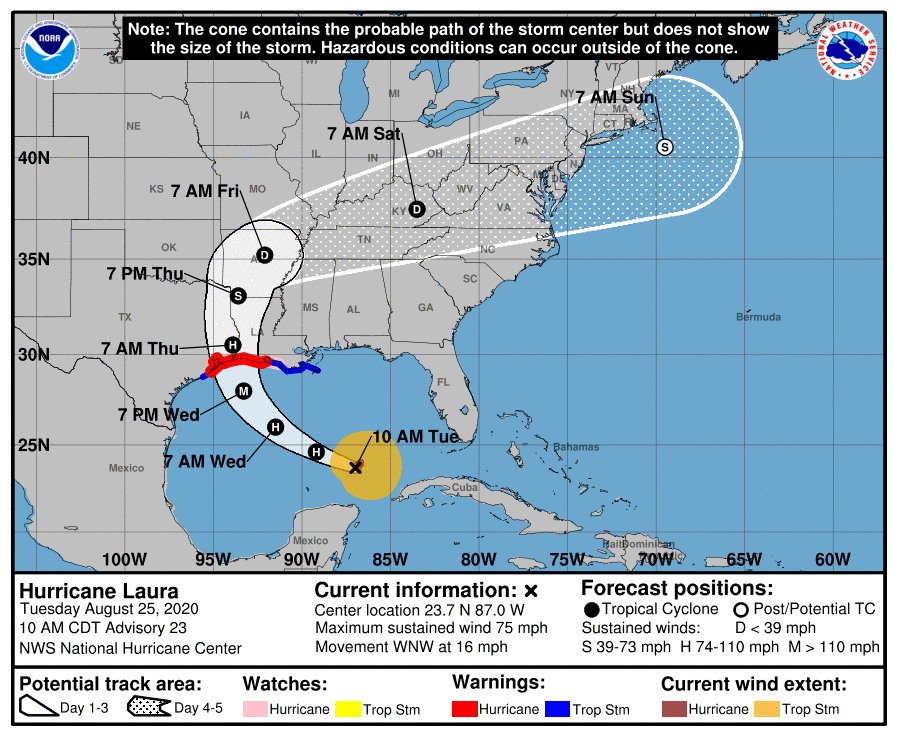 Hurricane cone of uncertainty from NOAA