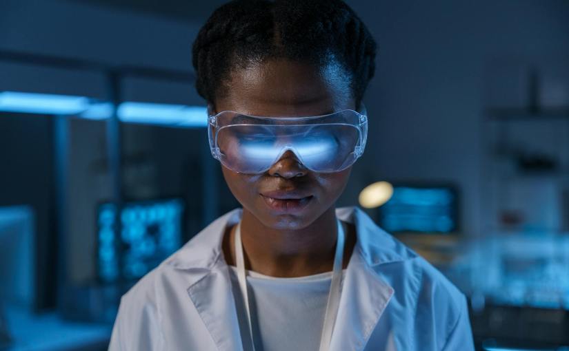 portrait of an african man wearing modern glasses