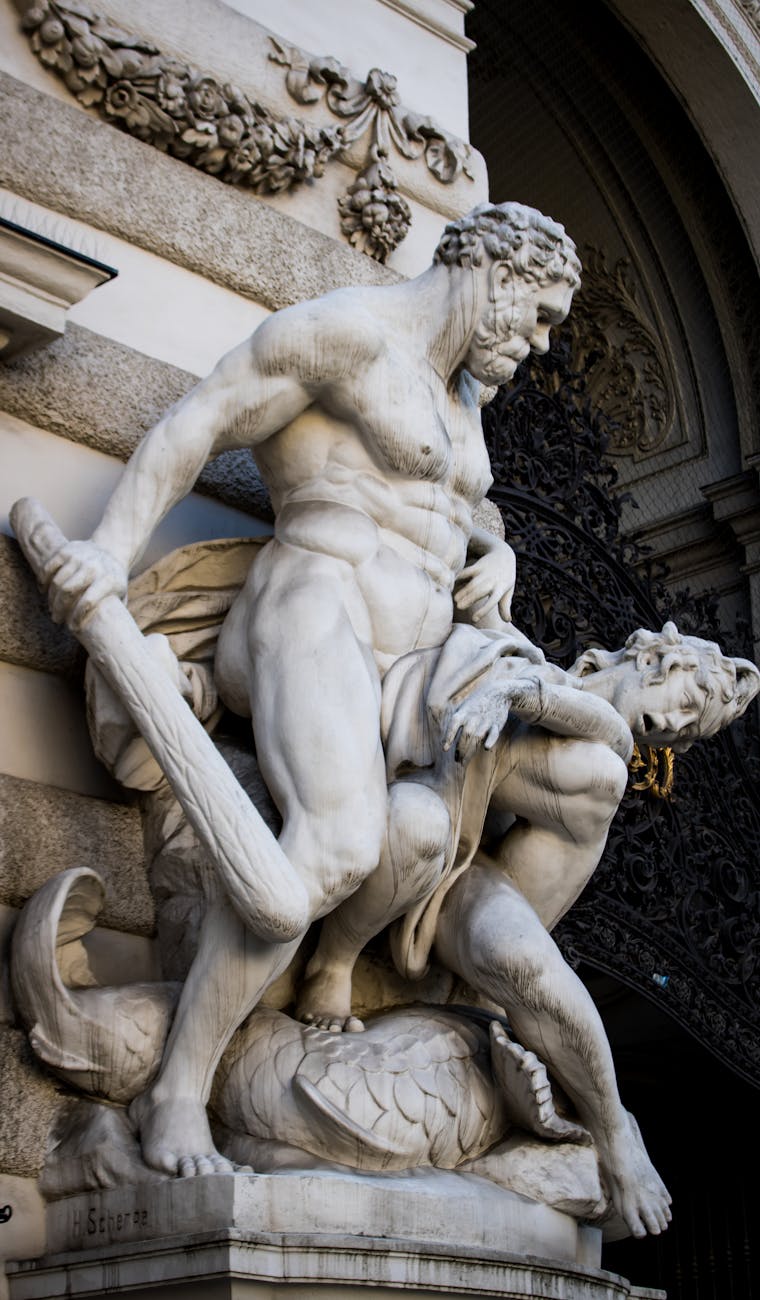 statue of hercules labor in the royal hofburg palace in austria